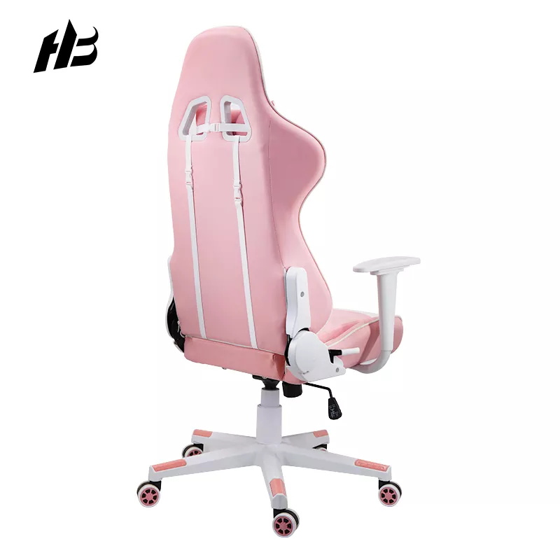 New Design Leather Ergonomic Computer Gaming Chair Rgb Pink Gaming Chair with Footrest and Massage