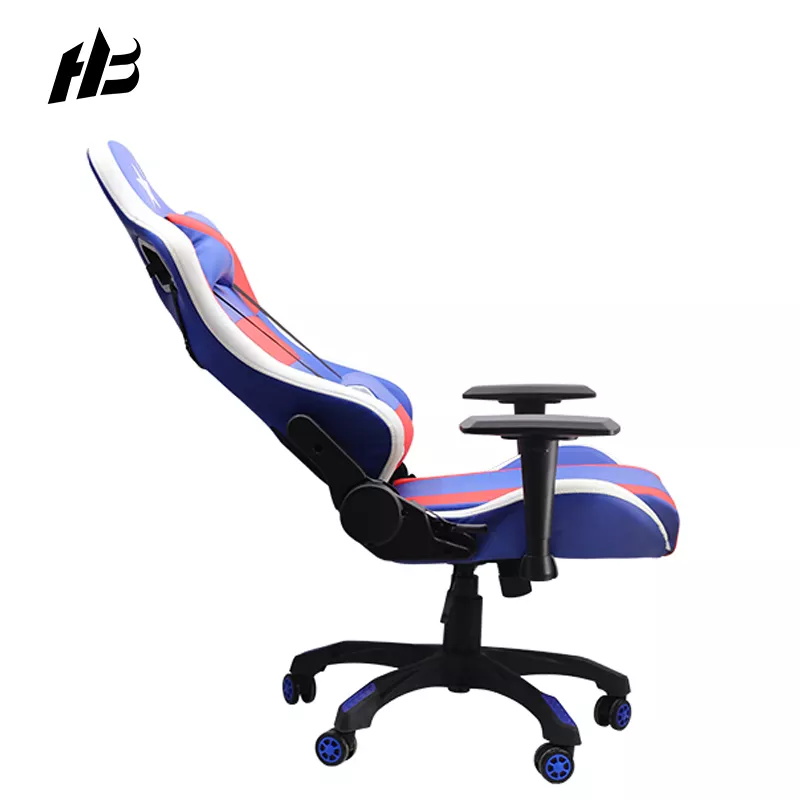 Gaming Chair Blue Ergonomic Computer Support Headrest Swivel Rolling High Back Gaming Chair with Footrest and Massage