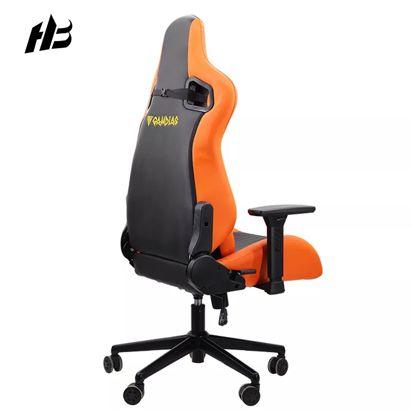 Mens Gaming Chair Pu Leather Led Rgb Black Orange Gaming Chairs with Footrest