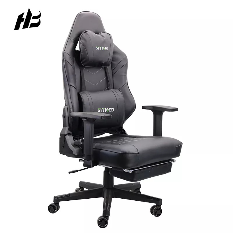 Custom Logo Gaming Chair Leather Rgb Ergonomic Executive Swivel Racing Computer Gaming Chair Black