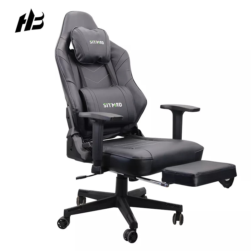 Custom Logo Gaming Chair Leather Rgb Ergonomic Executive Swivel Racing Computer Gaming Chair Black